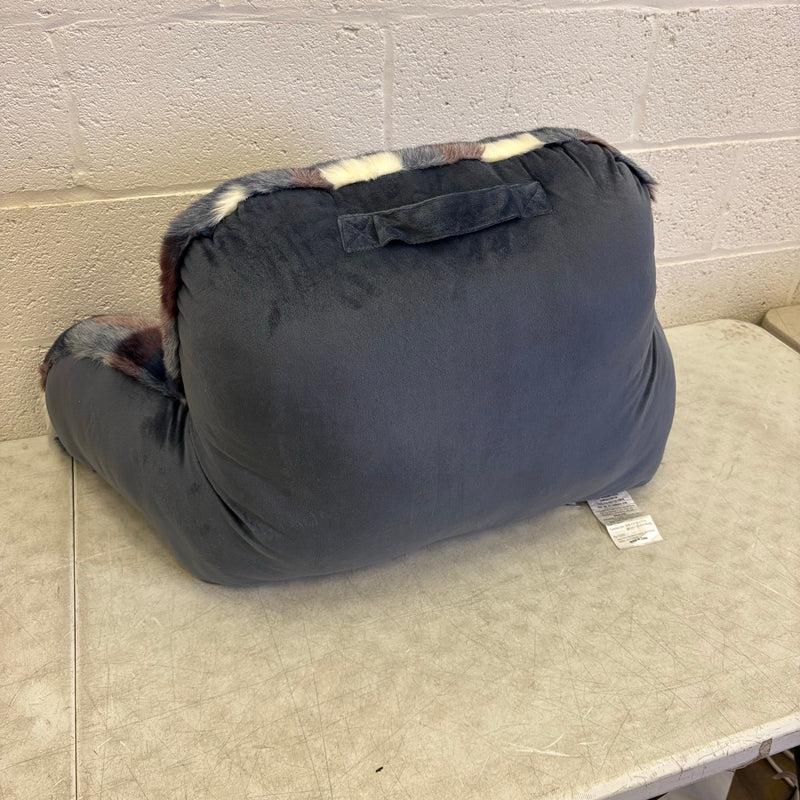 UGG Plush Backrest Pillow, 36"W x 20"H Reading Pillow Soft - Blue Plaid Design