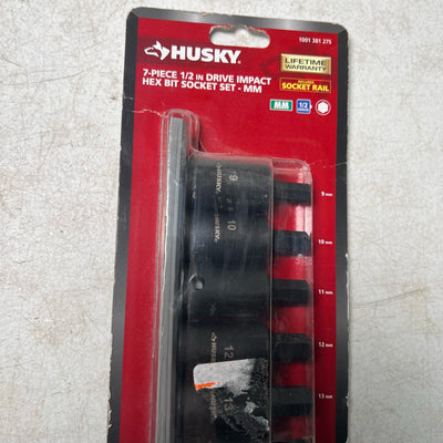 Husky 1/2 in. Drive Hex Bit Impact Socket Set, 7-Pc 9, 10, 11, 12, 13, 14, 15 mm