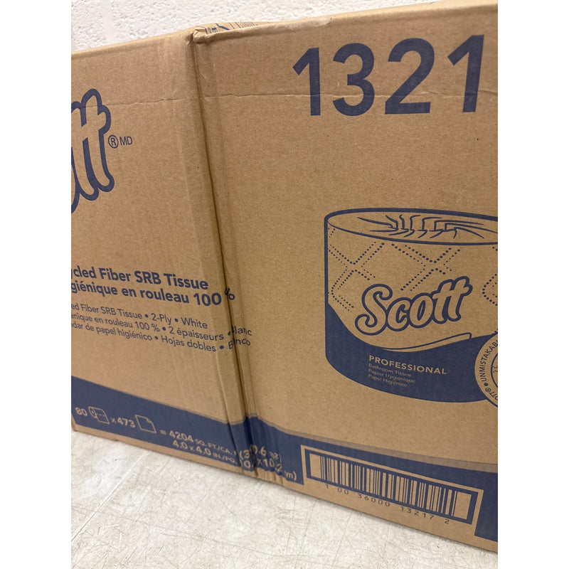 80 Rolls Scott Professional Toilet Paper 2-Ply 100% Recycled Fiber Standard Roll