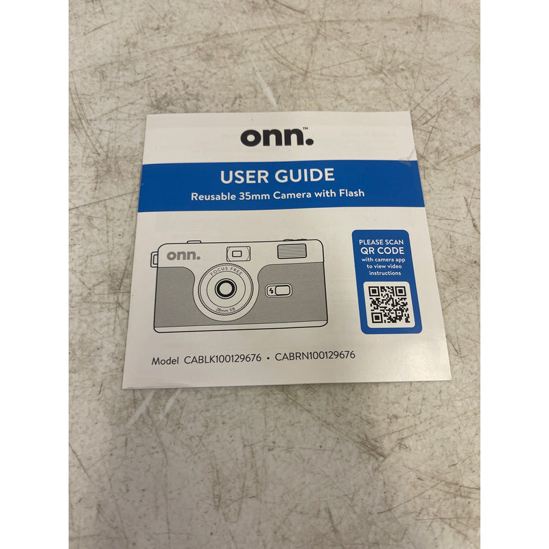 onn. Reusable 35MM Camera with Flash, Wrist Strap, Film & Batteries, Black