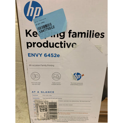 HP Envy Wireless Inkjet Color All-in-One Printer, Print Copy Scan White 6452e