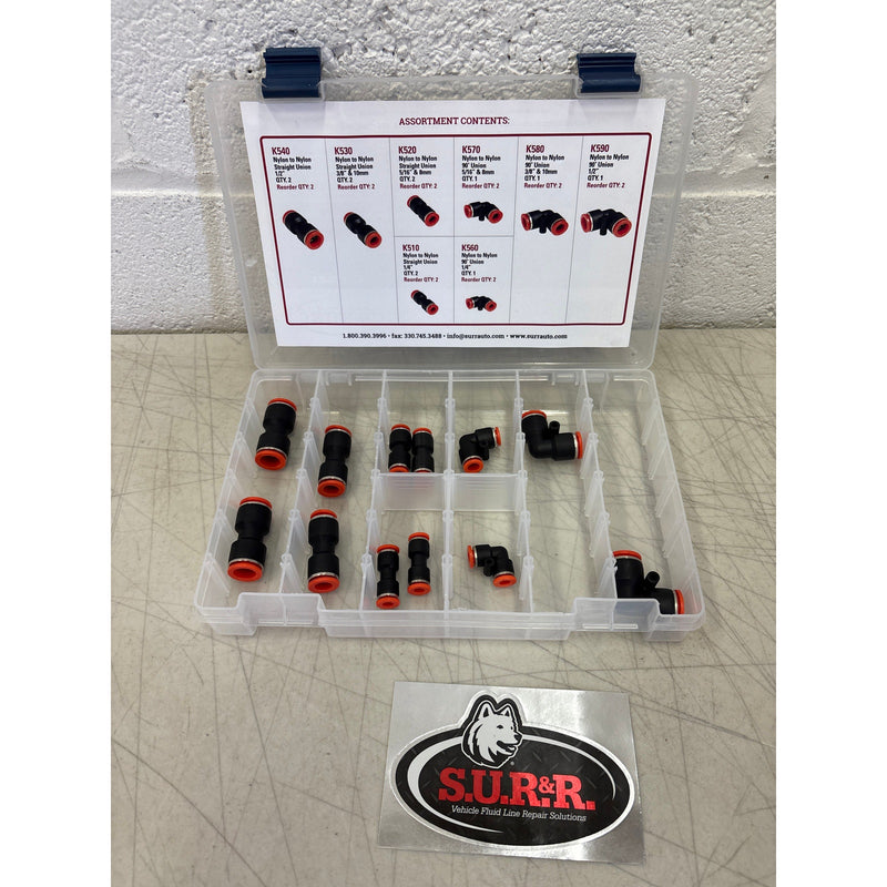 ‎S.U.R & R Auto Parts K555 Nylon Fuel Line Union Assortment, 12 Pieces