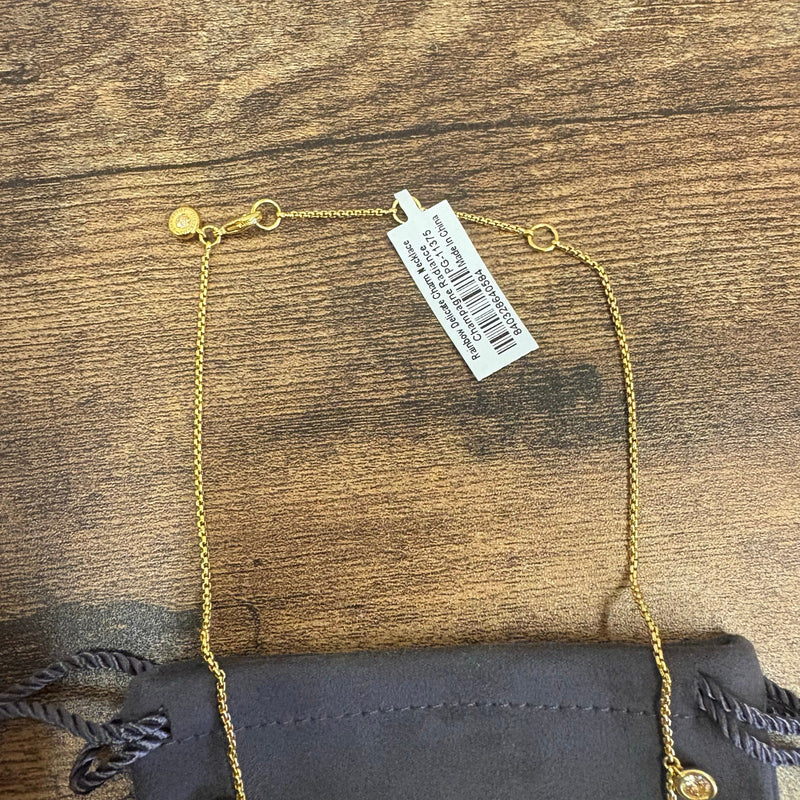 Julie Vos Rainbow Delicate Charm Necklace, 24K Gold Plated, Champagne Radiance