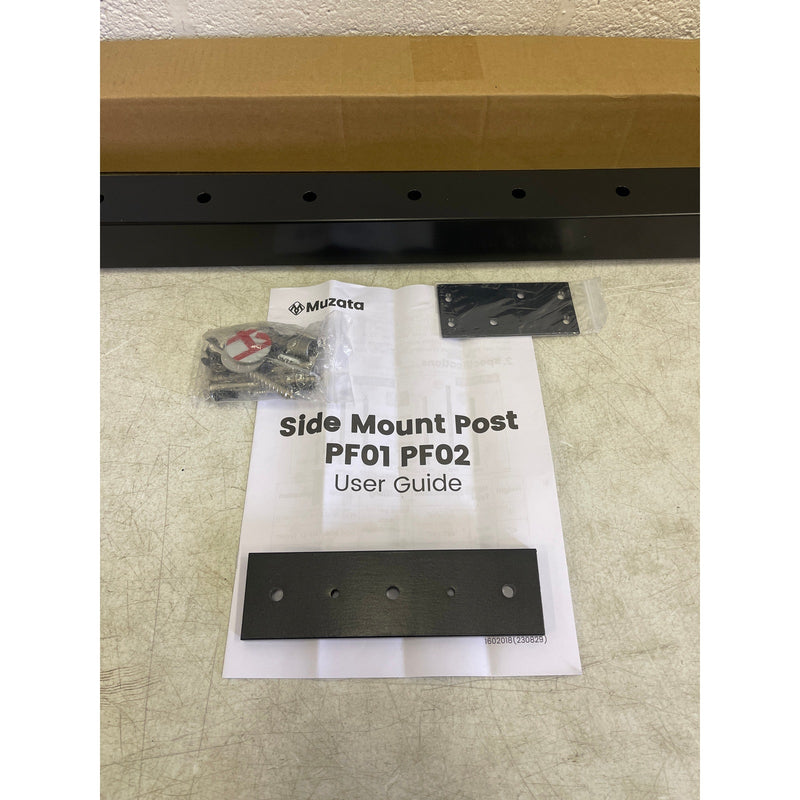 Muzata Black Side Mount Cable Railing Post 42x2x2" Level Drilled Stainless Steel