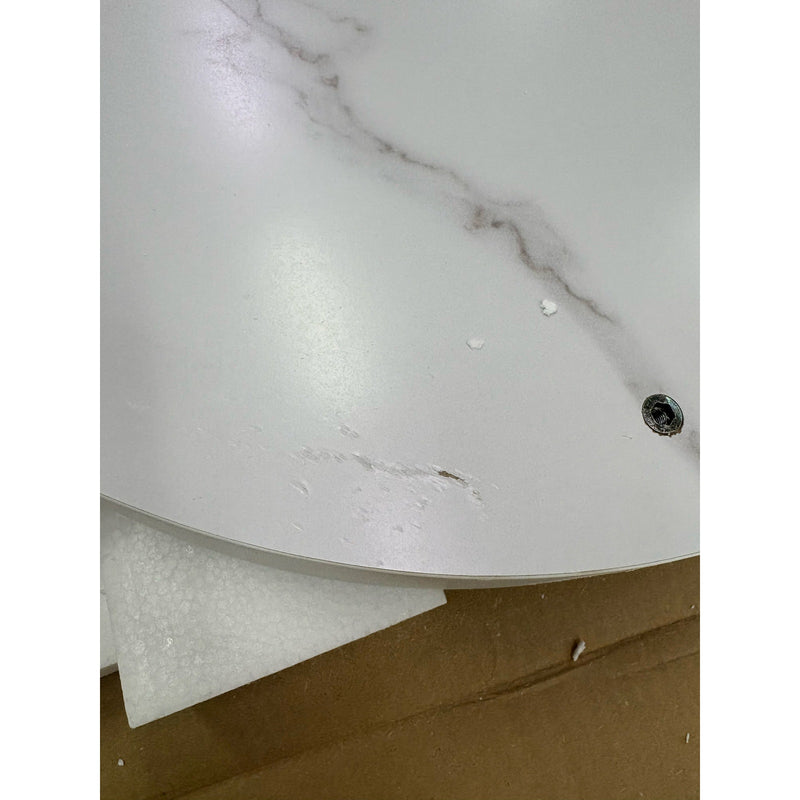 Tribesigns Round End Table, 26" Tall Sofa Side Table, Faux Marble Top, READ