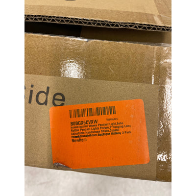 Hummingbird Woven Pendant Light, 7”Hanging Lamp Adjustable Pack of 3 - Tan