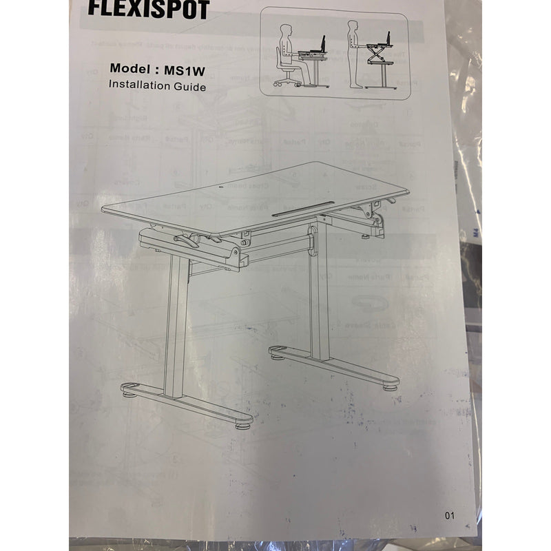 FlexiSpot 47"x 23" Adjustable Standing Desk 12-Height Manual Adjust MS1W White