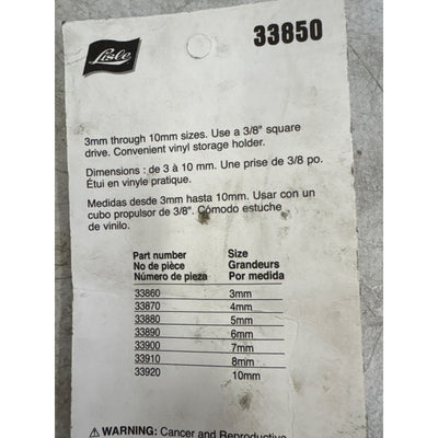 Lisle Metric Hex Bit Wrench Set, 3, 4, 5, 6, 7, 8, 10 mm, Hand Tools - 33850