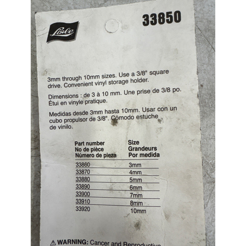 Lisle Metric Hex Bit Wrench Set, 3, 4, 5, 6, 7, 8, 10 mm, Hand Tools - 33850