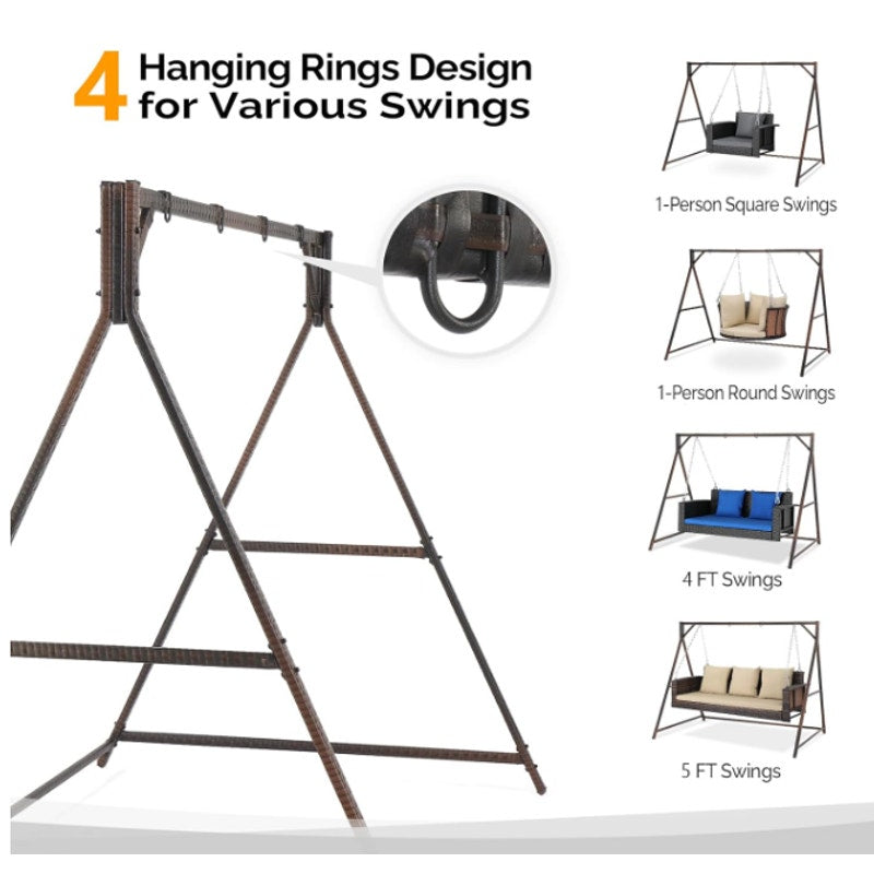 VINGLI 7 FT Rattan Porch Swing Frame, 2 -3 Person Heavy Duty 1200 LB, MISSING HARDWARE