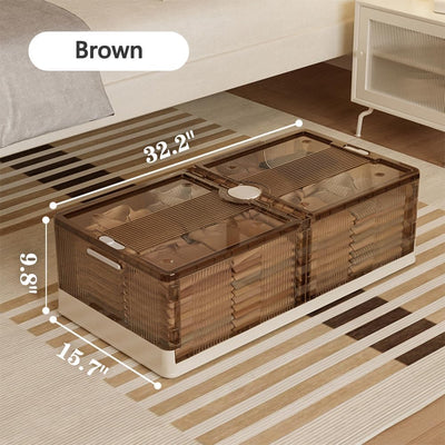 2 Pk Under-Bed Storage Box w Wheels, Stackable, Shoe / Clothing Storage, Brown