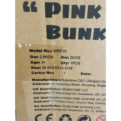 ROBUD Pink Princess Bunk Bed, Doll Bed Set w Curtain, 22.2"x18.7"x12.2" - WRP35