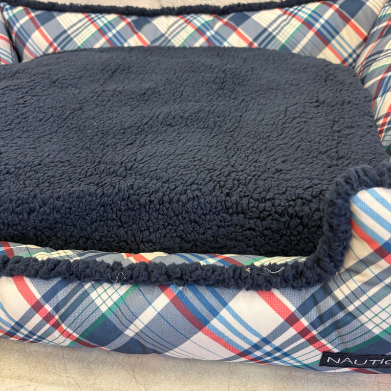 Nautica Rectangle Pet Bed 36" x 30" x 9" Dog Bed Plaid Multicolor Design - Large