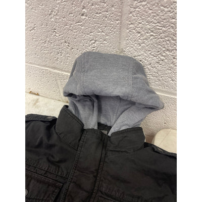 Men's Levi's Washed Cotton Sherpa-Lined Hooded Trucker Jacket Black - SMALL