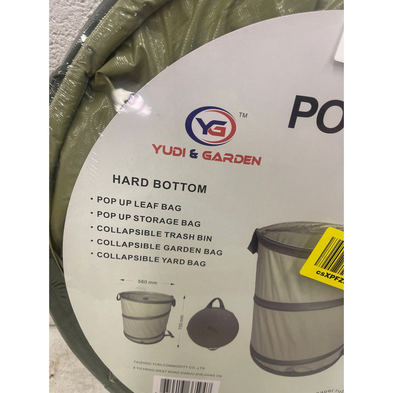 YUDI & GARDEN 45 Gallon Hard Bottom Collapsible Garden Bag, Green, Trash Can