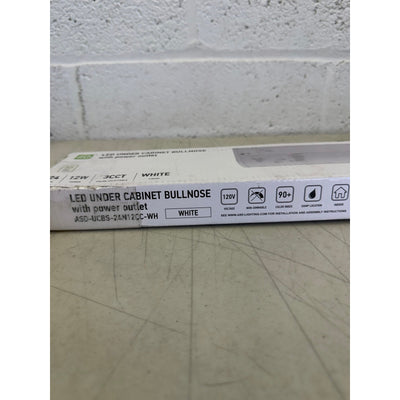 ASD LED Under Cabinet Bullnose Lighting with 1 Power Outlet, 24in 12W - White