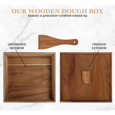 2-PACK Oranbulb Acacia Wood Pizza Dough Proofing Box w Lid 12 x 12 x 4.5in Each