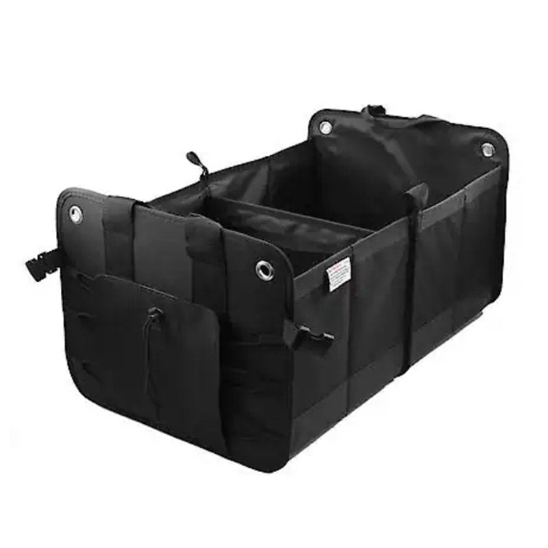AutoCraft 2-Bin Trunk Organizer, Black Durable Oxford, Universal, Foldable AC710