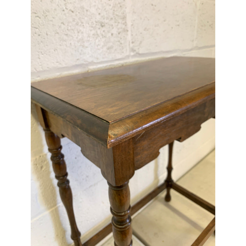 Vintage Wood Table, 24 x 14" Top, 29" H, Rustic Dark Brown Rustic Wood