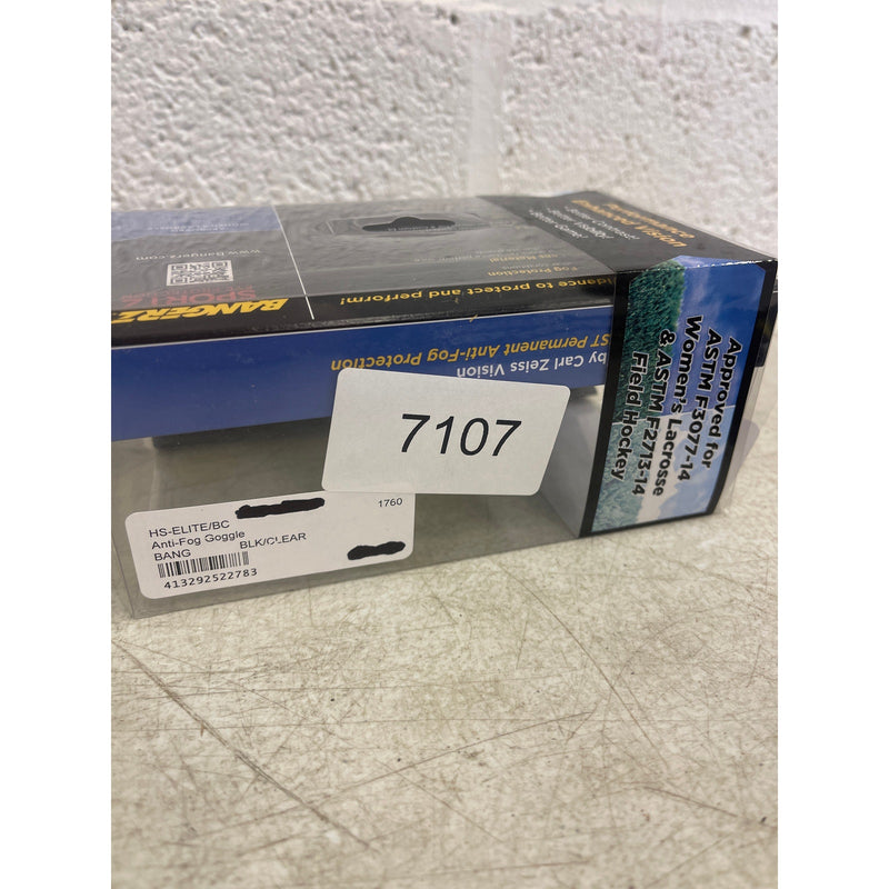 Bangerz Sports Eye Protection HS-Elite PERMANENT AntiFog Black Frame, Clear Lens