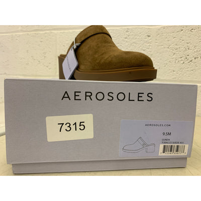 Aerosoles Grunda Comfortable Women's Molded Block Heel Mule Brown Suede 9.5
