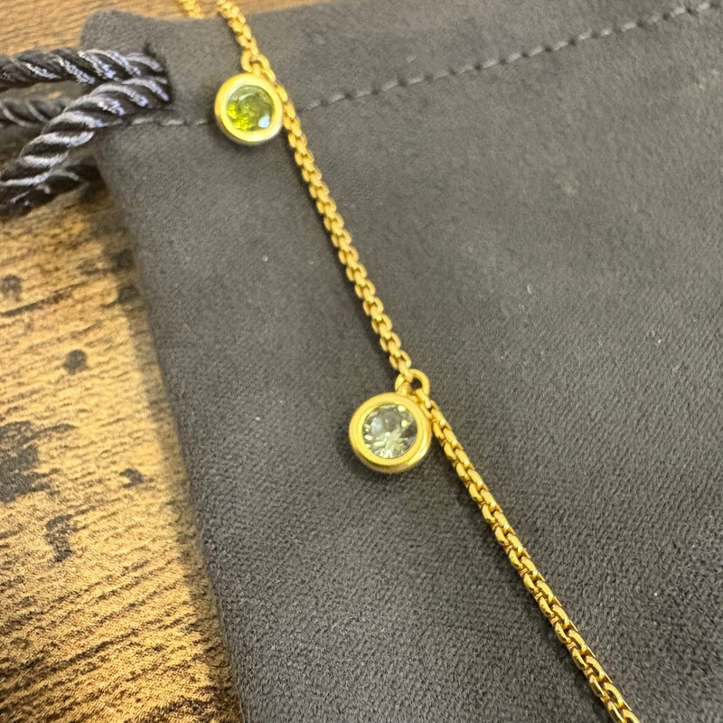 Julie Vos Rainbow Delicate Charm Necklace 24K Gold Plated - Shades of Jade