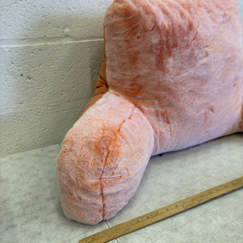 UGG Plush Backrest Pillow, 36"W x 20"H Reading Pillow Soft Orange Fuzzy, Frosted
