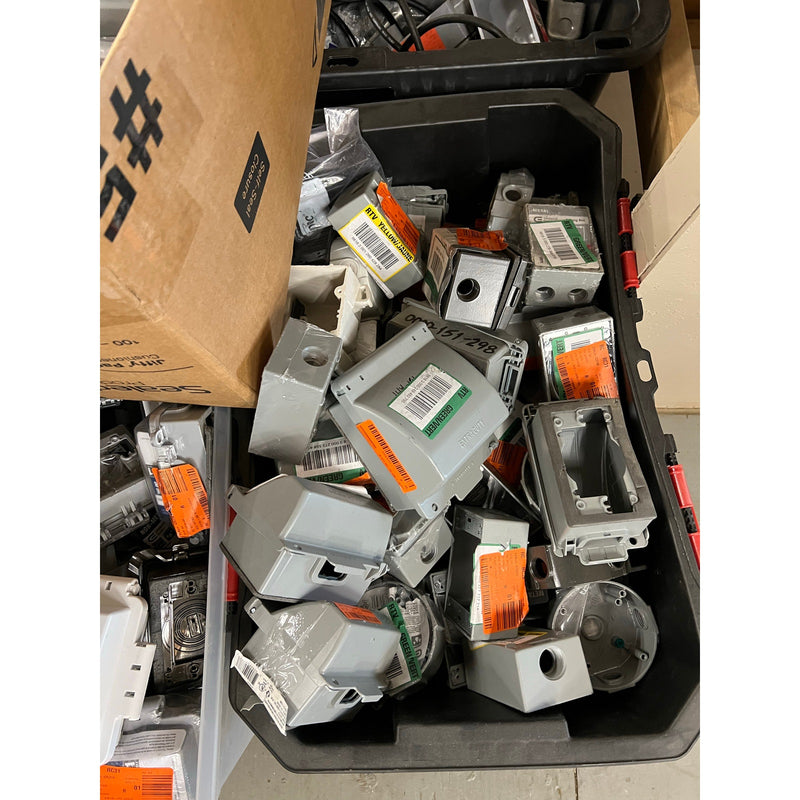 Full Pallet of Mixed Electrical Boxes, Outlet Covers, Circle Covers, Switch & Outlet Boxes