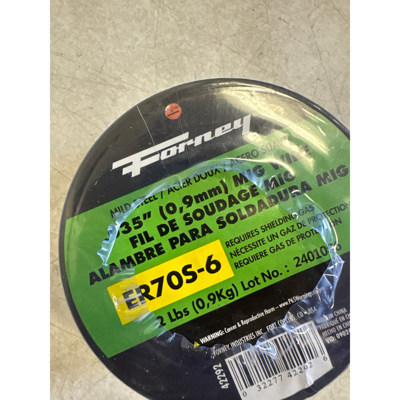 Forney Solid Mild Steel Mig Wire .035 Diameter 2 Lb Spool E70S-6  - 42292