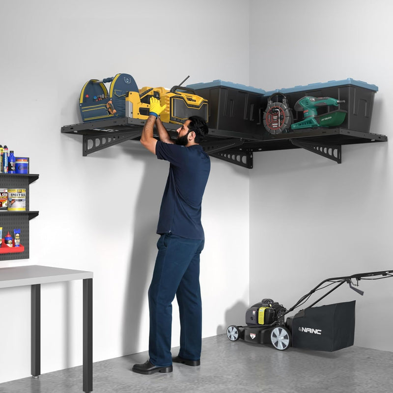FLEXIMOUNTS 24.4 in. x 47.8 in. Heavy Duty Steel Garage Corner Wall Shelf WRC24B