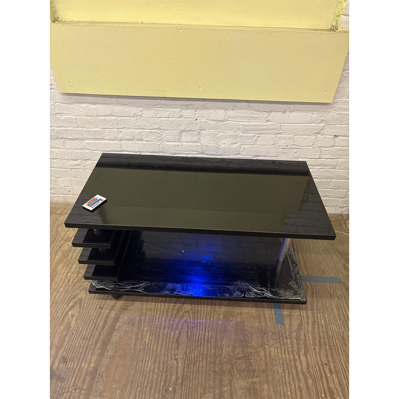 Coffee Table 39.5" L x 20" H x 20" W TV Stand, with LED Light & Remote Black