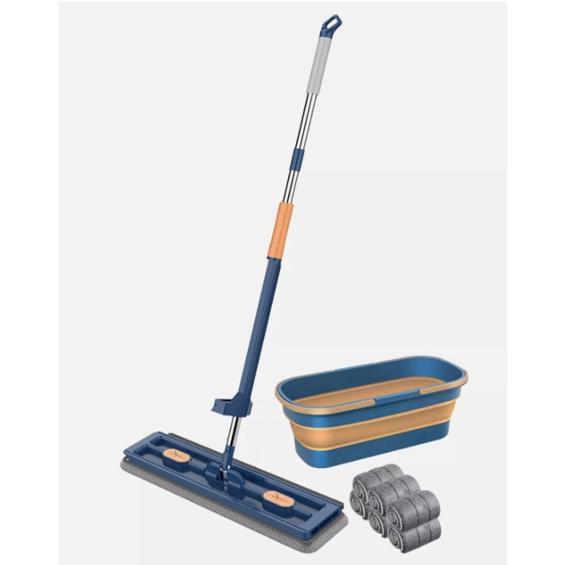 MircleMop Flat Mop 360° Rotating Mop with Bucket and 6 Microfiber Pads