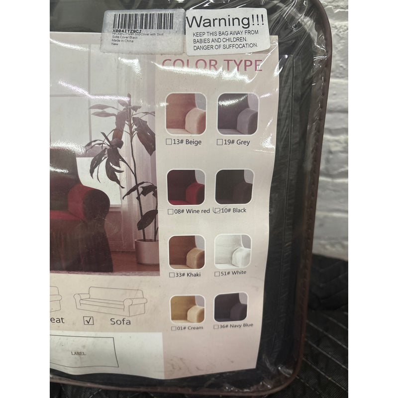 NICEEC Sofa Cover Super Soft 1-Piece Black Sofa Slipcover Protector with Skirt