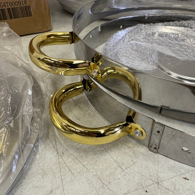 Set of 2 ROVSUN 5-QT Round Gold Chafing Dish Set w Stainless Steel Lid & Holder