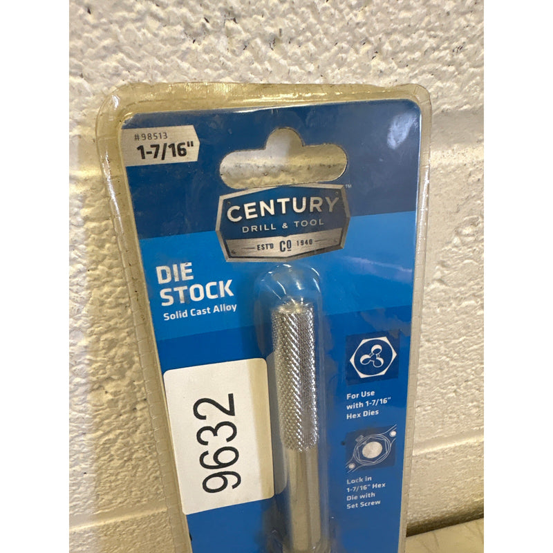 Century Drill Solid Die Stock 1-7/16 Inch Zinc Alloy Cast, 11.5" Long - 98513