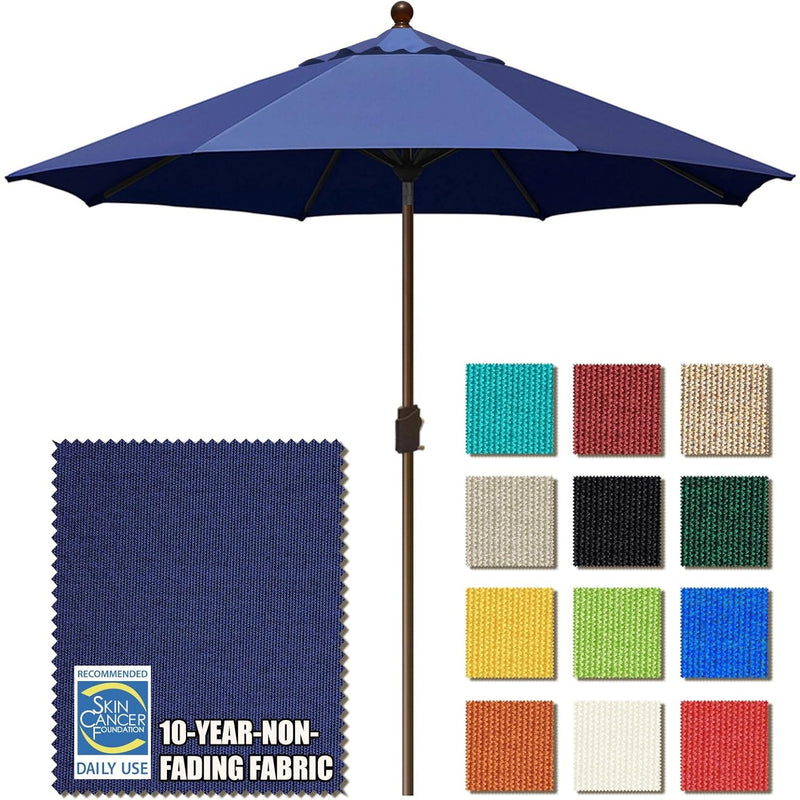 EliteShade 9Ft Patio Market Umbrella w Ventilation, Crank & Tilt - Navy Blue