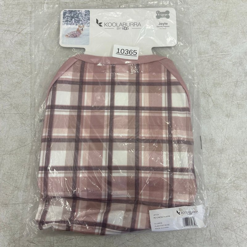 Koolaburra UGG Pet Jayla 1-Piece Pajama Dog Jacket 20-21" Collar Pink Plaid XL