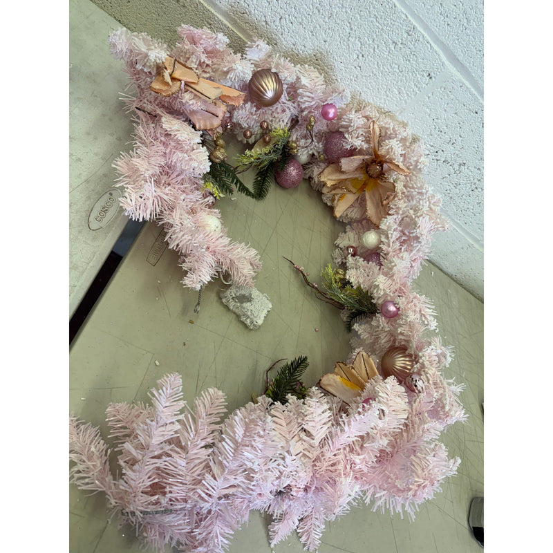 CCINEE 5.9ft Pink Artificial Christmas Garland, Battery Operated w LED lights