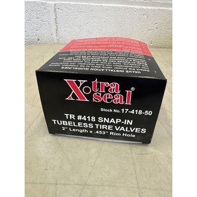 Pack-of-50 Xtra Seal 2" Rubber Snap-In Tubeless Tire Valves, Black  17-418-50