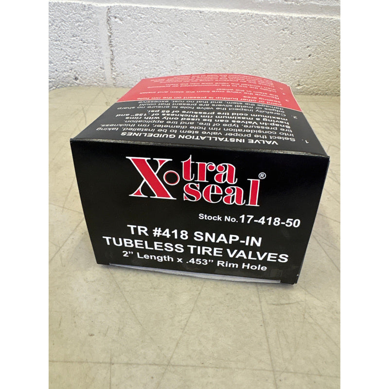 Pack-of-50 Xtra Seal 2" Rubber Snap-In Tubeless Tire Valves, Black  17-418-50