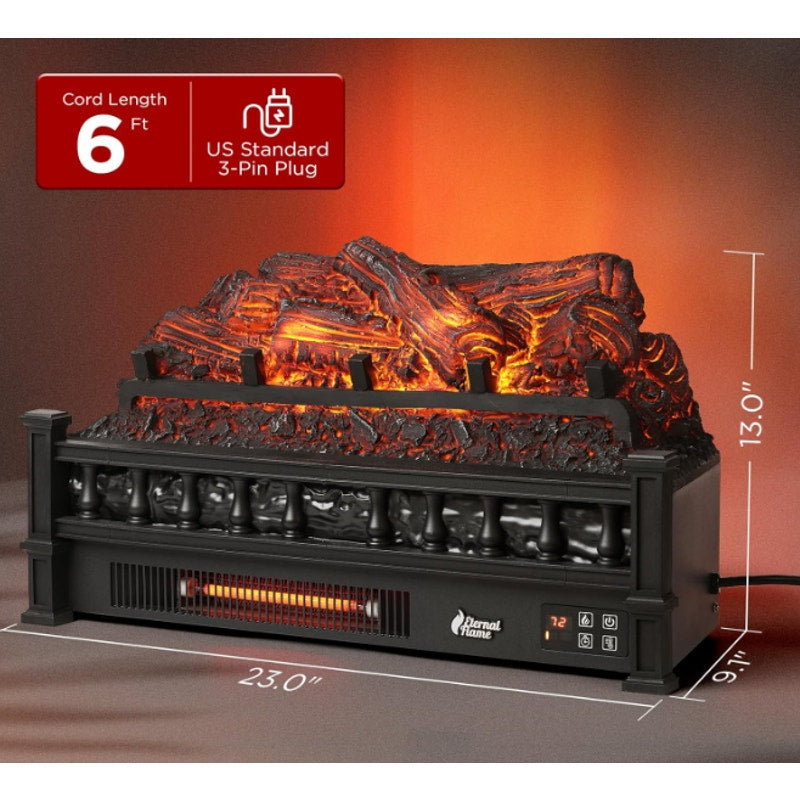 Infrared Electric Fireplace Logs, 23" Infrared Quartz, Remote Control Fireplace