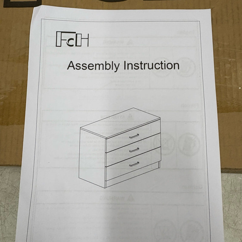 FCH Modern Simple 3-Drawer Dresser, 25.98" x 13" x 22.05" Furniture - Black