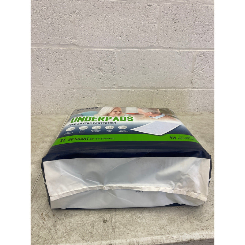 Unifree Disposable Underpads, Bed Pads, Super Absorbent, 50 Count XL 30"x36"