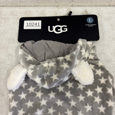 UGG Avery Large Glacier Gray Stars Hooded Soft Dog Pajama - 14-16" Collar