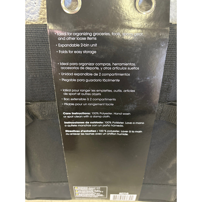 AutoCraft 2-Bin Trunk Organizer, Black Durable Oxford, Universal, Foldable AC710