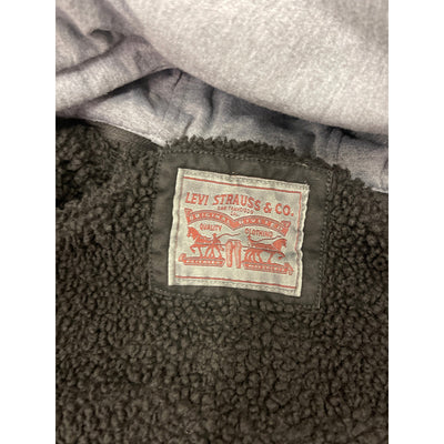 Men's Levi's Washed Cotton Sherpa-Lined Hooded Trucker Jacket Black - SMALL