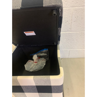 Classic Square Storage Ottoman with Lift Off Lid Checkered Cream, Black, & Gray 17.5"x17.5"x16.5"H