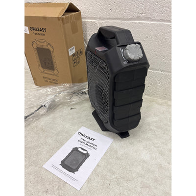 Owleasy Fan Heater Adjustable 750/1500W, Small Portable Heater - Black 120V