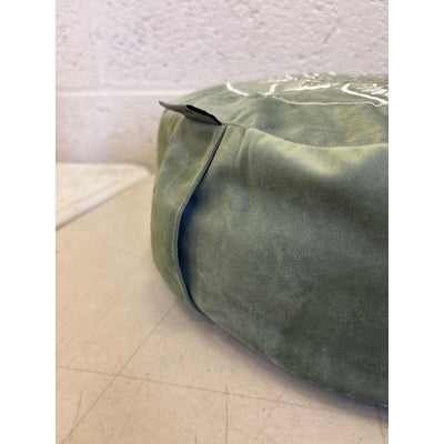 Florensi Round Meditation Cushion, Soft, Side Handle, 16 x 5 Inches, Sage Green