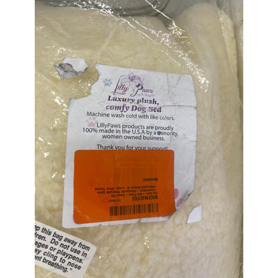Lilly Paws Luxury Plush Comfy Dog Bed Sherpa Xtra Large - Cream / Black